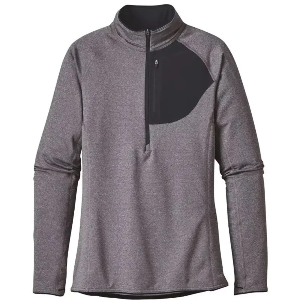 Patagonia Thermal Speedwork Zip Neck Sweatshirt Pocket Gray
